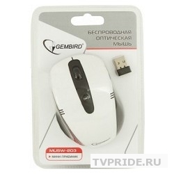 Мышь беспроводная Gembird MUSW-203WBK, бел./черн, 3кн.колесо-кнопка, 2.4ГГц
