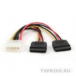 Кабель питания SATA 30см, molex 4pin/2x sata15pin, на 2 устр.