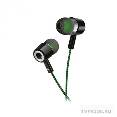 Perfeo наушники внутриканальные MILD черные черно-зеленый тканевый провод PFA4480