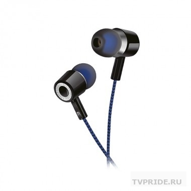 Наушники Perfeo внутриканальные MILD черные черно-синий тканевый провод PFA4483