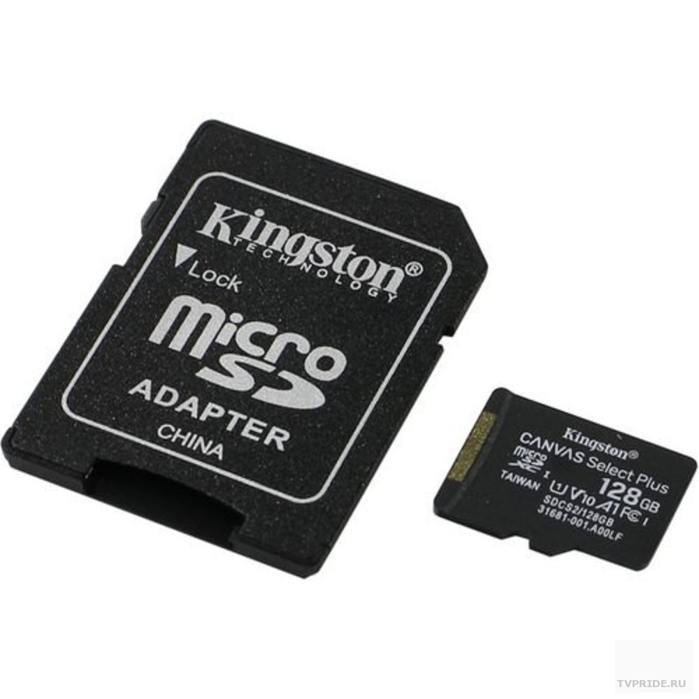 Карта памяти MicroSD 128Gb Kingston SDCS2/128GB MicroSDXC Class 10 UHS-I, SD adapter