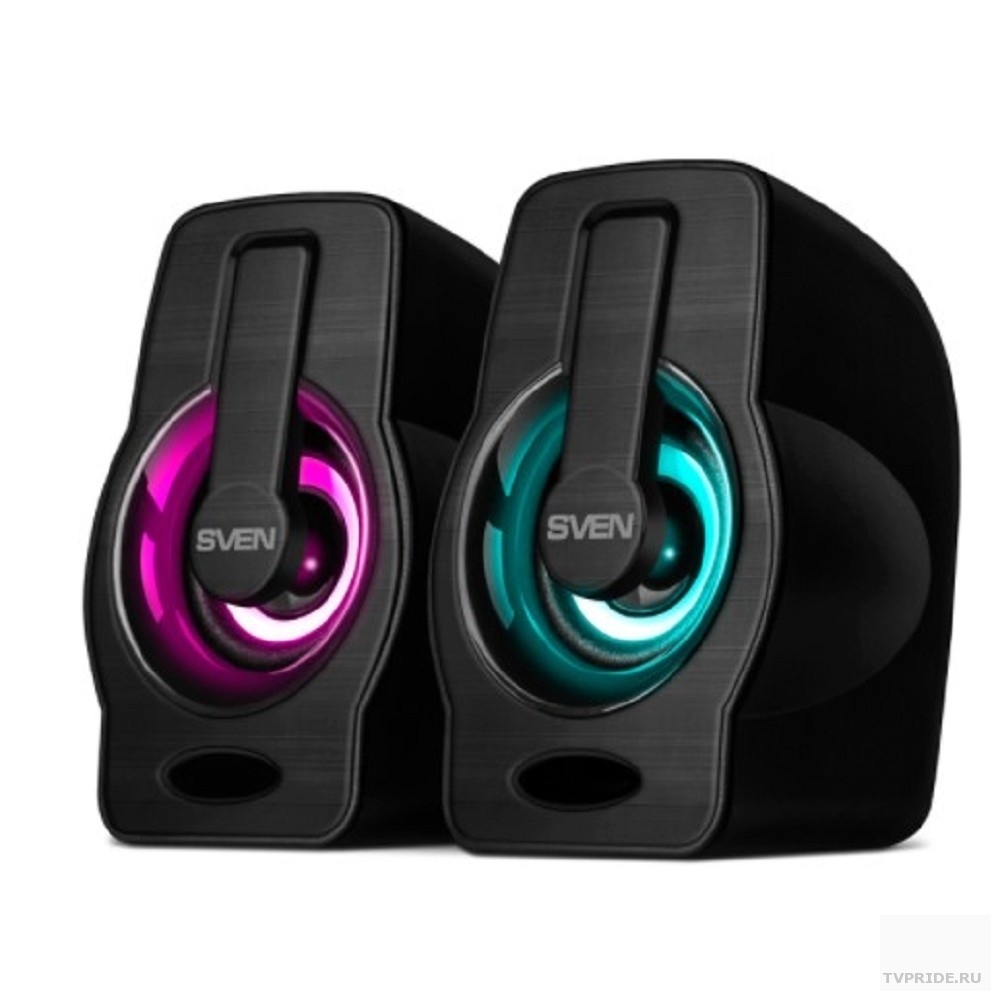 Колонки SVEN 255, чёрный, USB, мощность 2x3 ВтRMS, подсветка