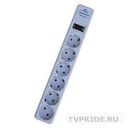 ZIS Удлинитель 10м 15А 6 розеток, серый
