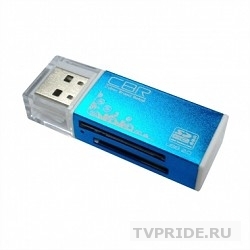 USB 2.0 Card reader синий цвет, All-in-one, Micro MSM2, SD, T-flash, MS-DUO, MMC, SDHC,DV,MS PRO, MS, MS PRO DUO Speed Rate "Glam" Blue