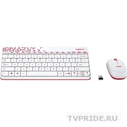 920-008212 Logitech Клавиатура  мышь MK240 Nano White-red оригинальная заводская гравировка RU/LAT