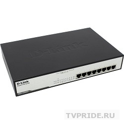 D-Link DGS-1008MP/B1A Неуправляемый коммутатор с 8 портами 10/100/1000Base-T с поддержкой PoE 802.3af/at PoE-бюджет 125 Вт