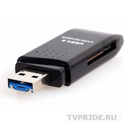 USB 3.0 Card Reader/W Mini SDXC/SD3.0/SDHC/microSD/T-Flash CR-018B, поддержка OTG, microUSB, черный