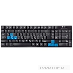 Exegate EX264055RUS Клавиатура Exegate LY-402, USB, черная, 104кл, Enter большой, 8 голубых клавиш Color box