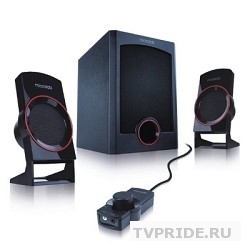 MICROLAB M111 черные 2.1, 2 колонкисабвуфер дерево, 17W RMS, 30Hz-20000Hz, ДУ-проводной