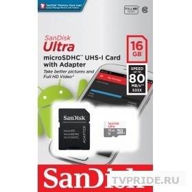Micro SecureDigital 16Gb SanDisk SDSQUNS-016G-GN3MA MicroSDHC Class 10, UltraSD adapter