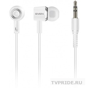 SVEN E-110, белый наушиники 103 Дб, mini jack 3.5 mm