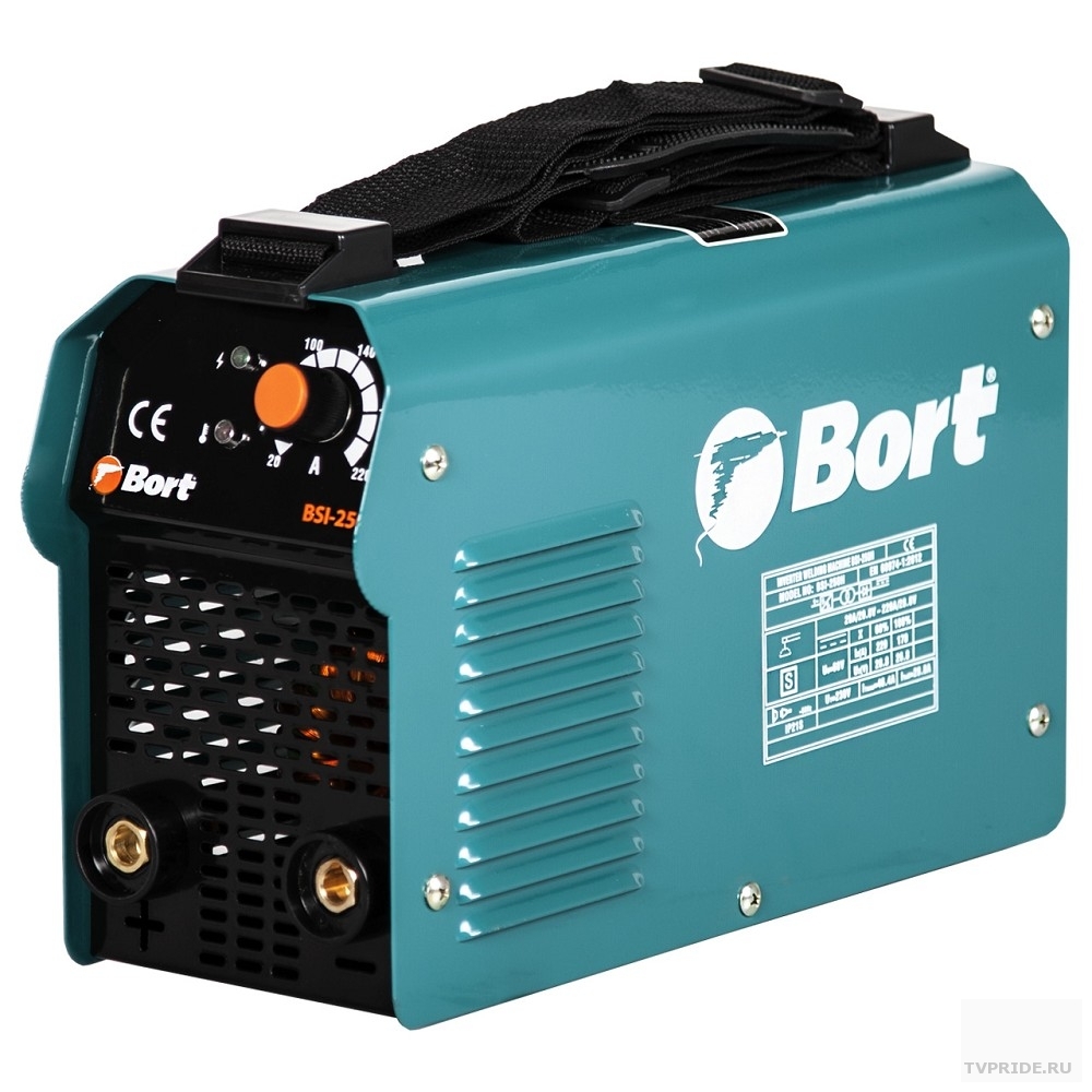 Bort BSI-250H Аппарат сварочный инверторный 91272706  10 - 220 A, 7100 Вт, 3.7 кг, 1 фаза, 180 - 250 В, держатель электрода, клемма массы. плечевой ремень 