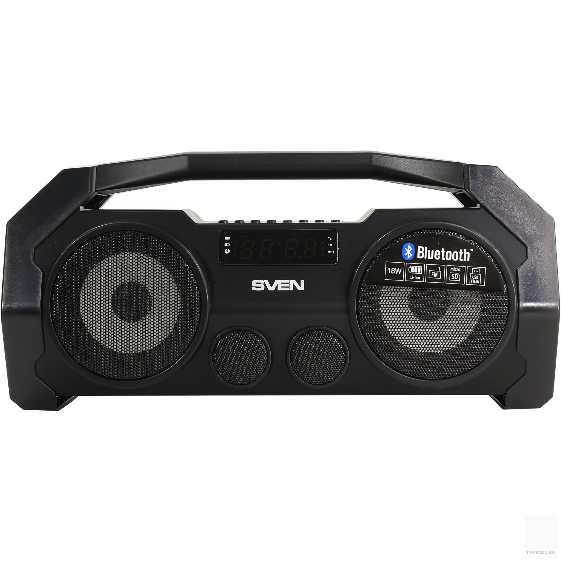 SVEN PS-465, черный 18 Вт, Bluetooth, FM, USB, microSD, LED-дисплей, 1800мАч