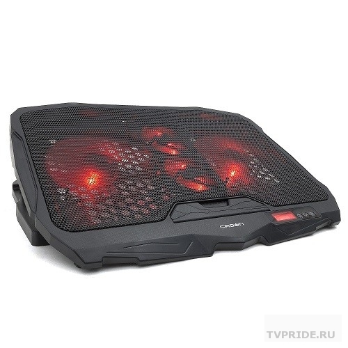 CROWN Подставка для ноутбука CMLS-01 black  до 17", кулеры D125mm2 D70mm2,красная led подсветка, регулятор скорости, 5 уровней наклона Размер 39028028мм