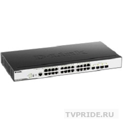 D-Link DGS-3000-28LP/B1A Управляемый L2 коммутатор с 24 портами 10/100/1000Base-T и 4 портами 1000Base-X SFP 24 порта PoE 802.3af/at, PoE-бюджет 193 Вт