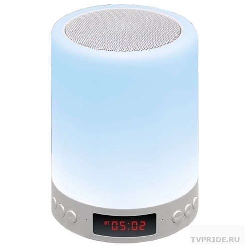 Ginzzu GM-893W, BT-Колонка 5W/LED/RGB/TF/AUX/FM/часы/будильник