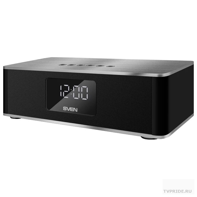 SVEN PS-190, черный-серебро 10 Вт, Bluetooth, FM, USB, microSD, LED-дисплей, часы, 2000мАч