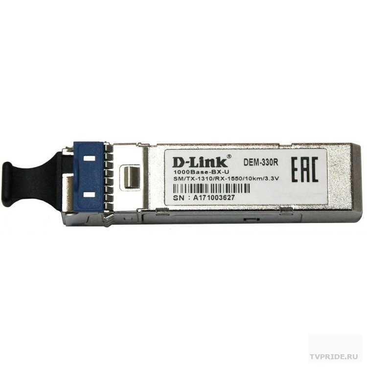 D-Link 330R/10KM/A1A WDM SFP-трансивер с 1 портом 1000Base-BX-U Tx1310 нм, Rx1550 нм для одномодового оптического кабеля до 10 км, разъем Simplex LC