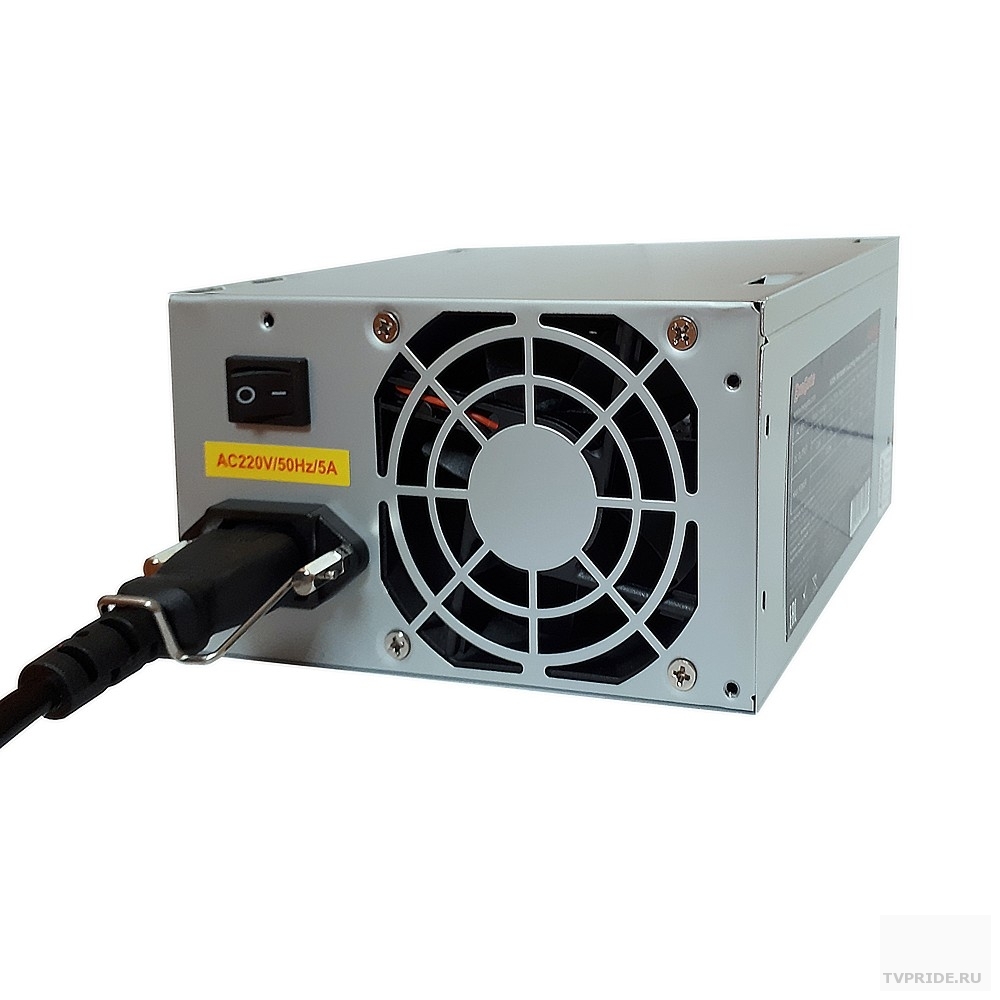 Exegate EX219182RUS-S Блок питания AB350, ATX, SC, 8cm fan, 24p4p, 3SATA, 2IDE, FDD  кабель 220V с защитой от выдергивания