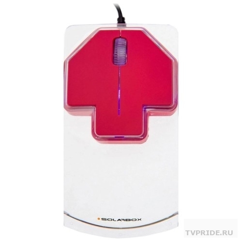 SolarBox X07 Red USB Travel Optical Mouse, 1000DPI, прозрачный корпус с LED-подсветкой