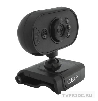 CBR CW 836M Black, Веб-камера с матрицей 0,3 МП, разрешение видео 640х480, USB 2.0, встроенный микрофон, ручная фокусировка, крепление на мониторе, LED-подсветка, длина кабеля 1,6 м, цвет чёрный
