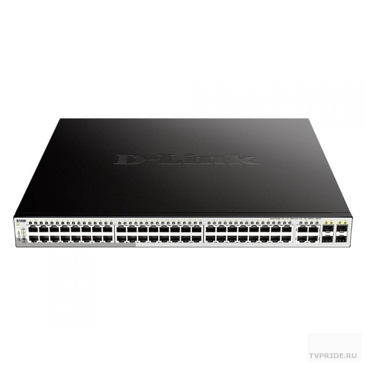 D-Link DGS-1210-52MP/FL1A Управляемый L2 коммутатор с 48 портами 10/100/1000Base-T и 4 комбо-портами 100/1000Base-T/SFP 48 портов PoE 802.3af/at, PoE-бюджет 370 Вт