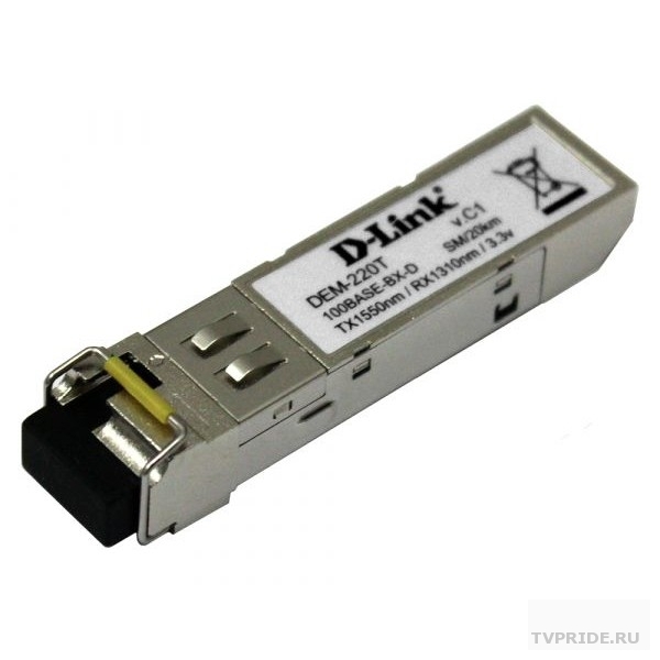 D-Link 220T/20KM/A1A WDM SFP-трансивер с 1 портом 100Base-BX-D Tx1550 нм, Rx1310 нм для одномодового оптического кабеля до 20 км