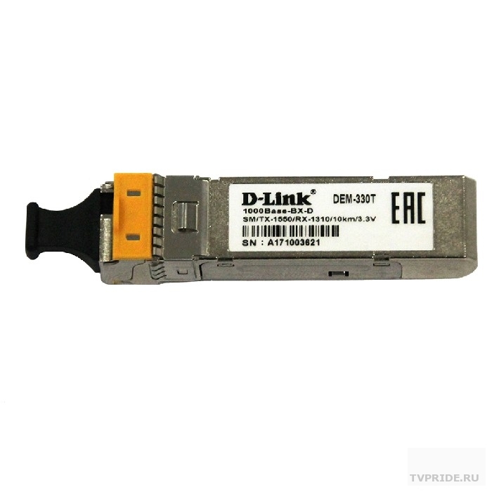 D-Link 330T/3KM/A1A WDM SFP-трансивер с 1 портом 1000Base-BX-D Tx1550 нм, Rx1310 нм для одномодового оптического кабеля до 3 км, разъем Simplex SC