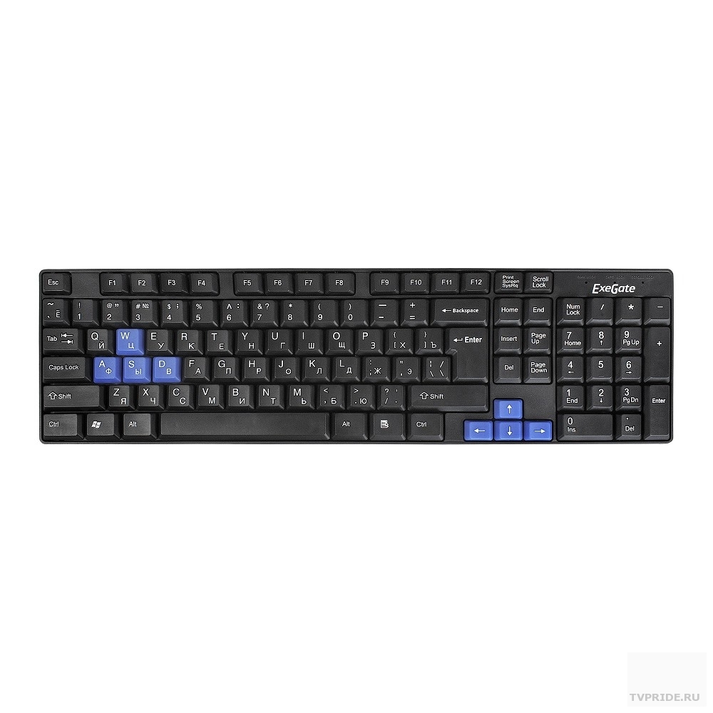 Exegate EX283618RUS Клавиатура Exegate LY-402N USB, 102кл., Enter большой, 8 голуб клавиш, шнур 1,35м, черн, Color box