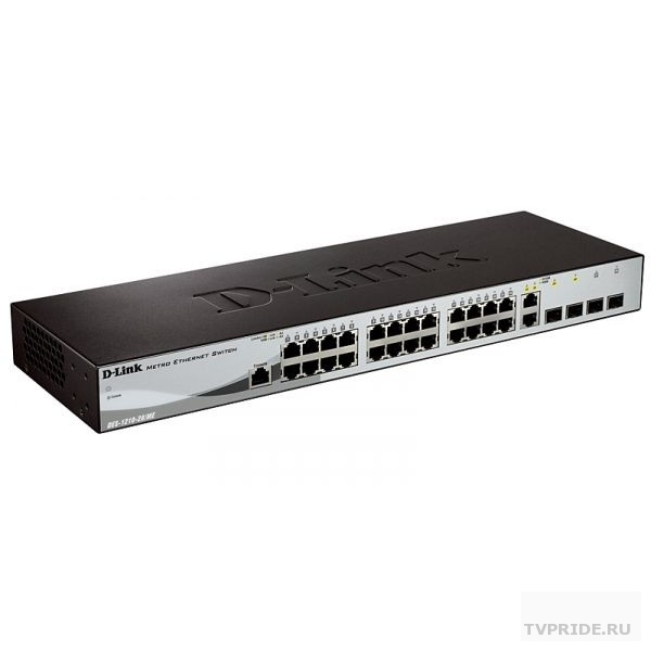 D-Link DGS-1210-28/ME/B2A Управляемый L2 коммутатор, 24x1000Base-T, 4x1000Base-X SFP, AC 220В/DC 12Вс возможностью мониторинга статуса питания коммутатора