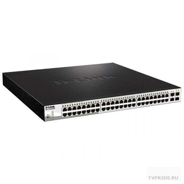 D-Link DGS-1210-52MPP/E2A PROJ Настраиваемый L2 коммутатор с 48 портами 10/100/1000Base-T и 4 портами 1000Base-X SFP порты 1-48 PoE 802.3af/at, PoE-бюджет 740 Вт