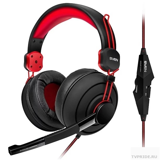 Наушники с микрофоном Sven AP-G888MV черный/красный 1.2м мониторные оголовье SV-013585