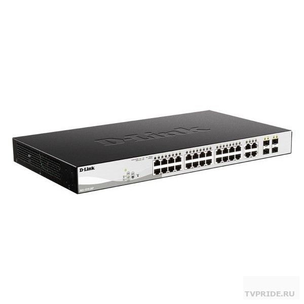 D-Link DGS-1210-28P/F5A Настраиваемый L2 коммутатор с 24 портами 10/100/1000Base-T и 4 комбо-портами 100/1000Base-T/SFP 24 порта PoE 802.3af/at, PoE-бюджет 193 Вт